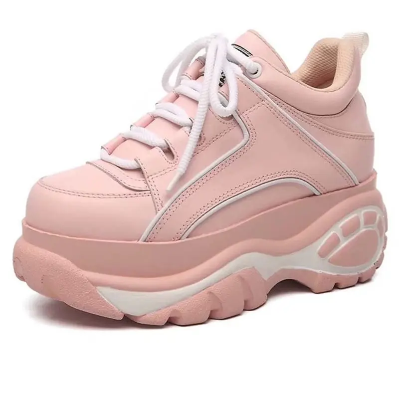 

Hot sale Increase woman black sneakers 5.5CM 2018 Spring autumn Brand chunky Sneakers ladies fashion Leisure Lace-up women shoes
