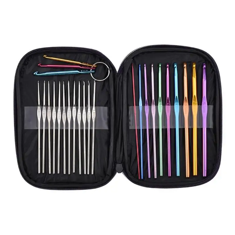 

25pcs Aluminum Crochet Hooks Knit Weave Craft Yarn Sweater Sewing Needles Yarn Sweaters And Scarves Hand Knitting Tools