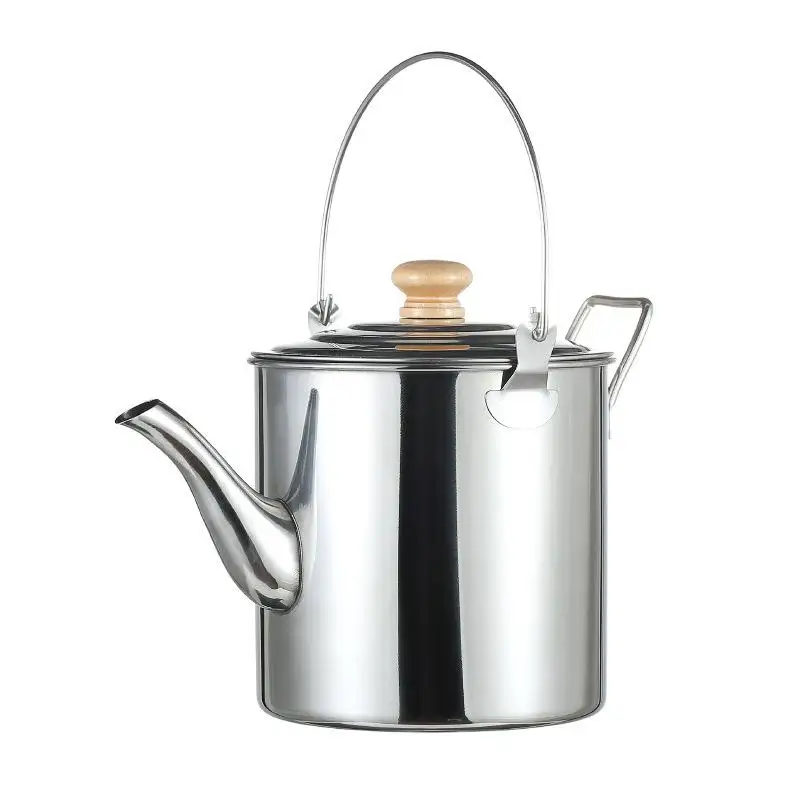 

Portable Outdoor Camping Stainless Steel Kettles Boil Water Hanging Pot Large Capacity 2L 3L Teapot Coffee Cups Tableware