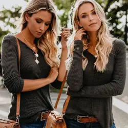 Модные женские с длинным рукавом с v-образным вырезом пуловеры женские осенние Топы толстовка