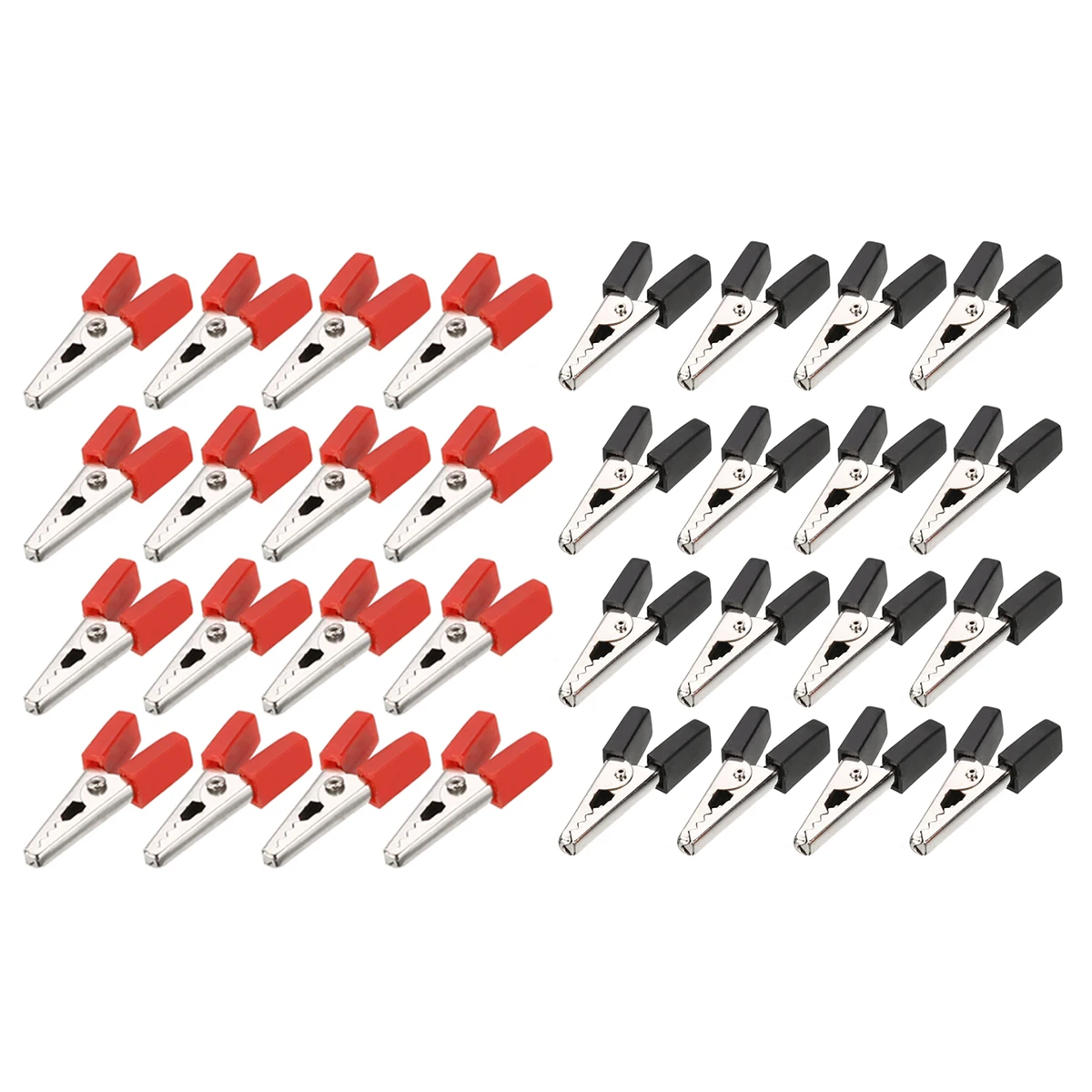 

32pcs/lot Insulated Crocodile Clips Plastic Handle Cable Lead Testing Metal Electrical Alligator Clips Clamps Black & Red