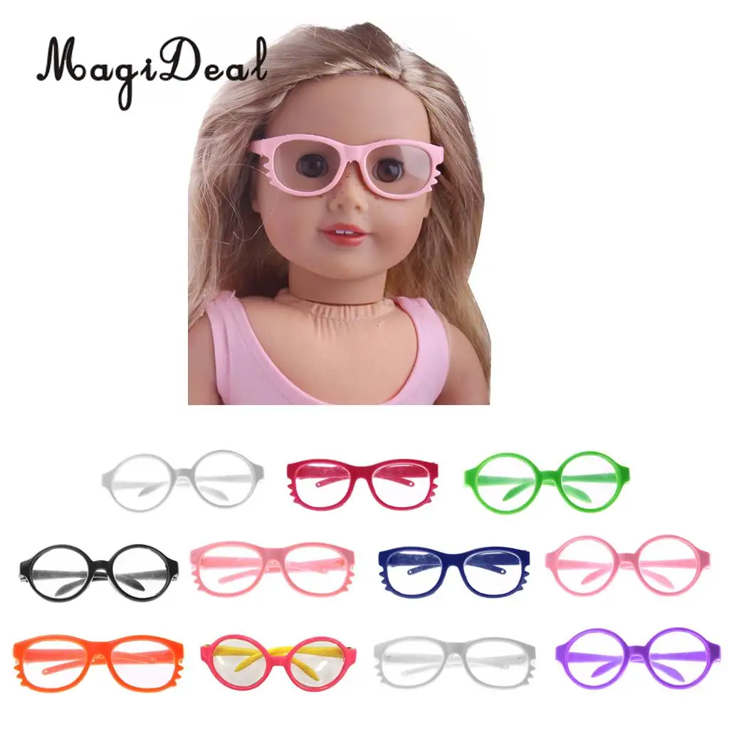 MagiDeal Plastic 1Pair Round Frame Glasses for 18 Inch Dolls Clothes