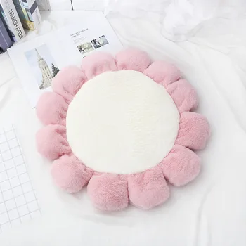 

Soft waxy rabbit velvet floor pad pet cushion cat nest dog cushion pink round sun flower cat bed princess