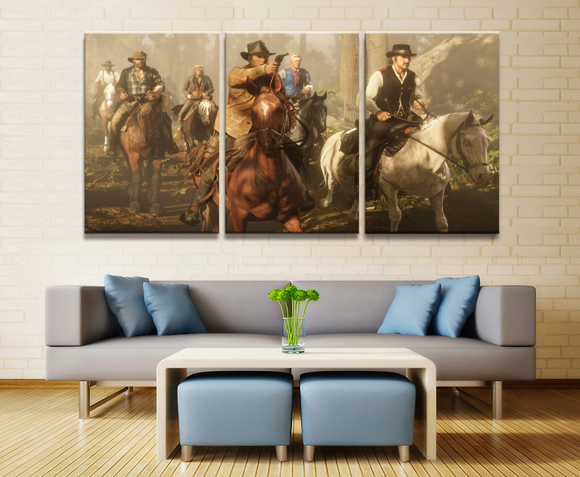 

3 Piece Canvas Poster Video Games Red Dead Redemption 2 Arthur Morgan Gutch's Gang Western Game Wall Painting Home Decor