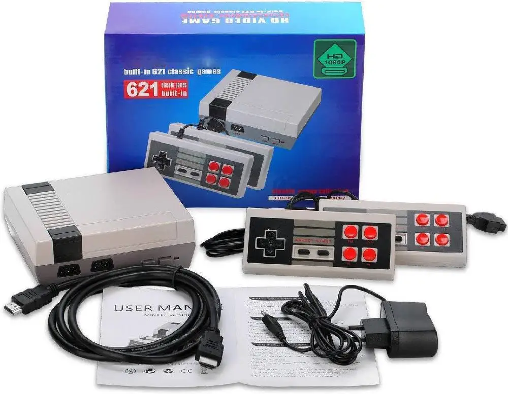 

EastVita Mini Classic HDMI Game Console With 621 Games 8 Bit PAL&NTSC Family TV handheld game player Built-in 2 Controllers