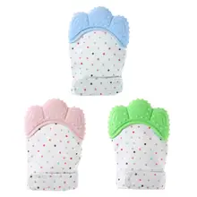 

Baby Silicone Mitts Teething Mitten Beads Natural Thumb Sound Teether Glove Chewable Newborn Nursing Candy Wrapper Sound Teether