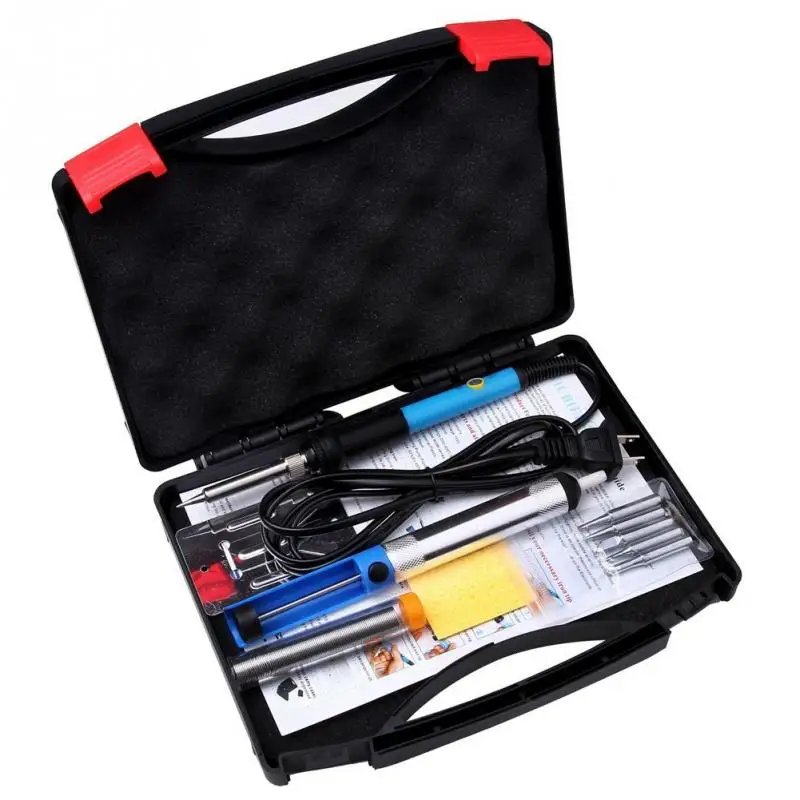 

110 v / 220 v electric soldering iron with adjustable temperature 60 w toolbox suits