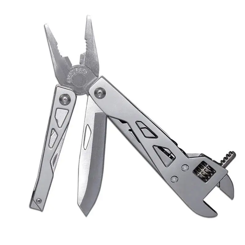 

Mini Folding Plier Portable Outdoor Cutter With Extension -Screwdriver Bit Pliers Wrench 10 In 1 Multifunctional Combination