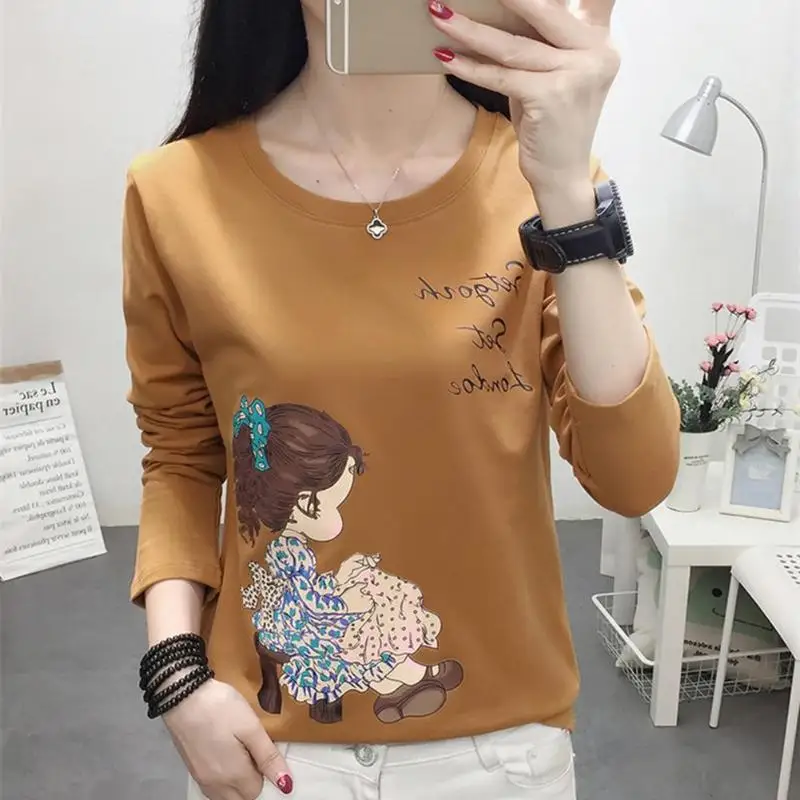 New Casual Women T shirt Long Sleeve O Neck Simple Cute Girl Soft ...