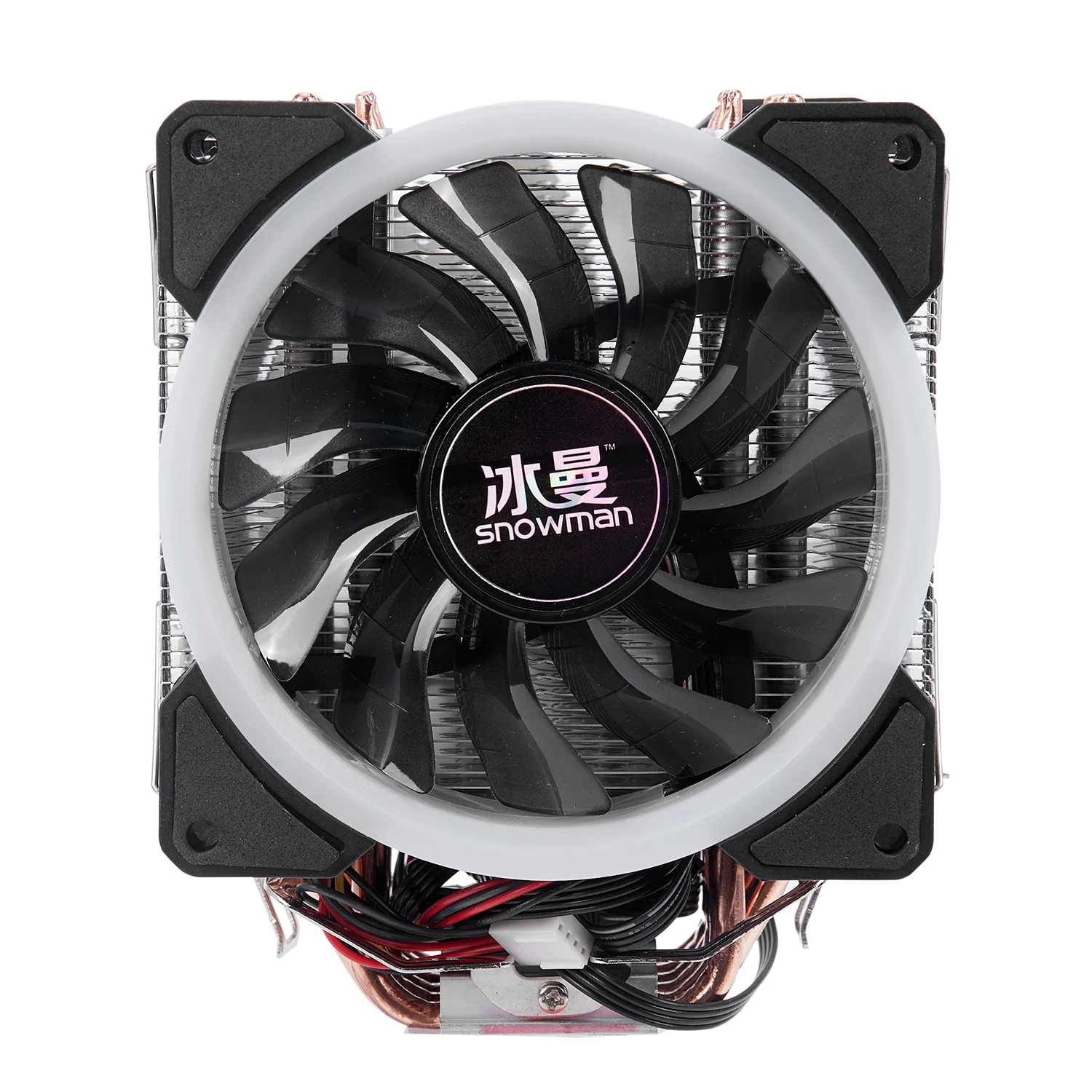 En Ligne Bonhomme de neige 4PIN refroidisseur de processeur 6 heatpipe RGB LED Double ventilateurs de refroidissement 12 cm ventilateur LGA775 1151 115x1366 support Intel AMD