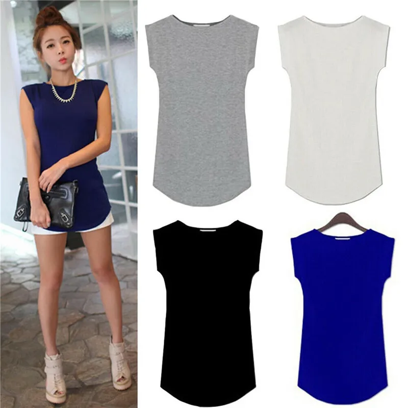 

Summer Women's Sleeveless T-Shirt Sexy Soft Basic Plain Top T-shirt 2019 New Arrival Casual Comfortable Tops T Shirt Hot Sale