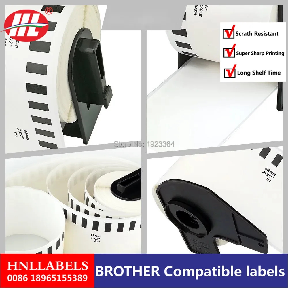 100x рулонные Совместимые Этикетки Brother DK 22212 62 мм x 15 24 м Dk этикетки Brother|Офисная