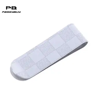

Stainless Steel Money Elastic Clip Plaid Pattern Wallet Card Folder Silver