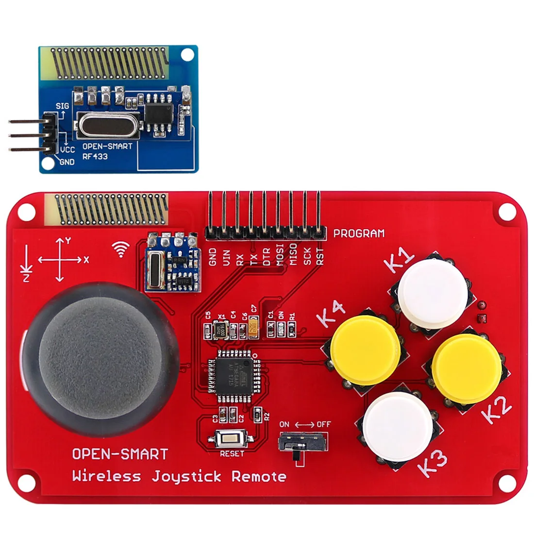 4WD 433MHz Wireless JoyStick Remote Control Rubber Wheel Gear Motor DIY Smart Car Kit for Arduino High-tech Programmable Toy