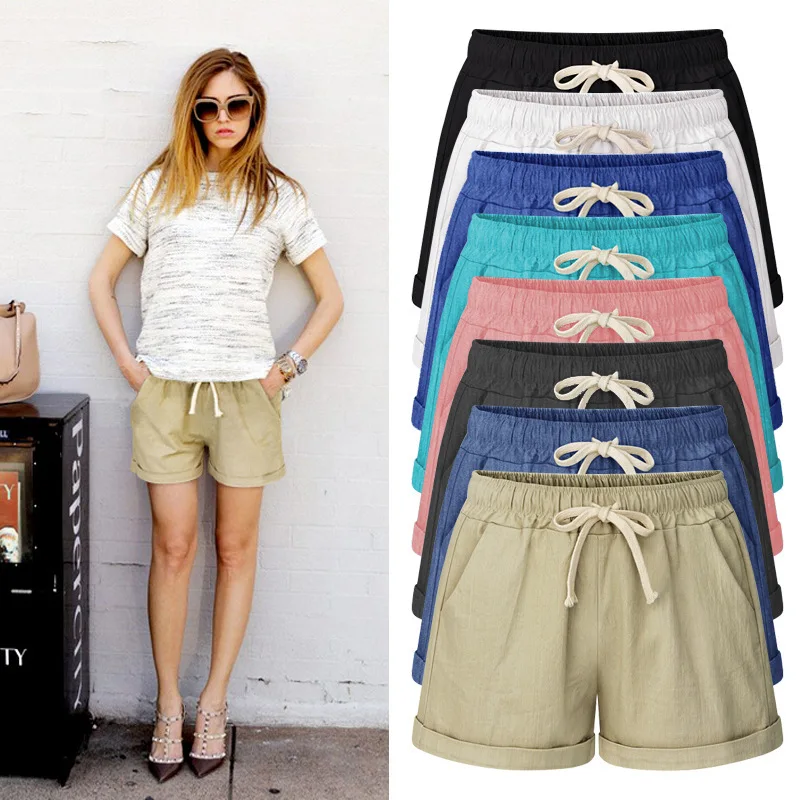 

Summer Shorts Women Loose Thin Pocket Short Casual Drawstring Women/Cotton Shorts Feminino 6XL Plus Size Short For Women