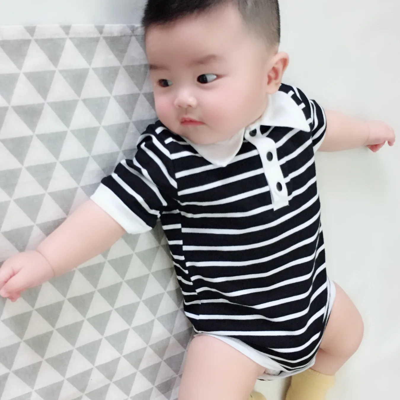 baby boy onesie summer short sleeve Striped romper newborn ...