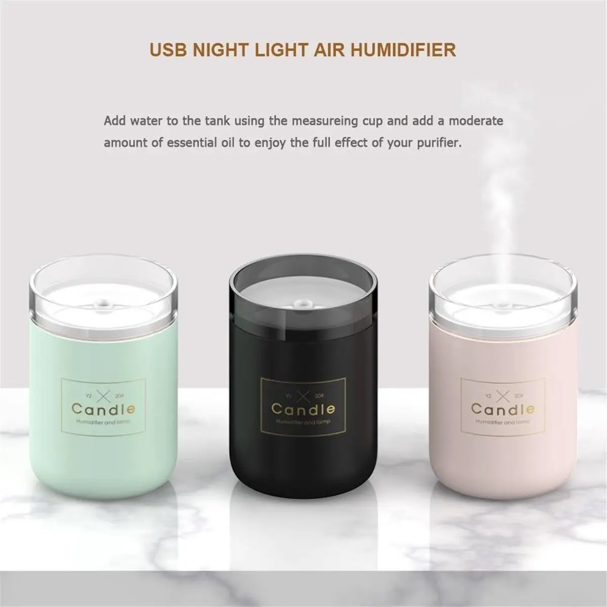 

280ML Ultrasonic Air Humidifier Candle Romantic Soft Light USB Essential Oil Diffuser Car Purifier Aroma Anion Mist Maker New