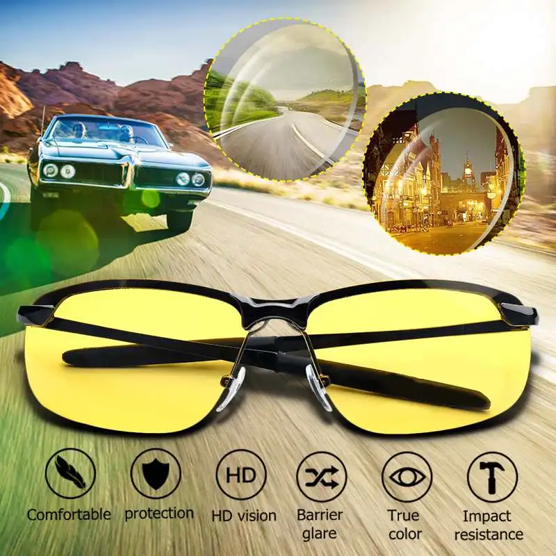 Anti Glare UV400 Alloy Polarized Night Vision Sun Glasses Driving