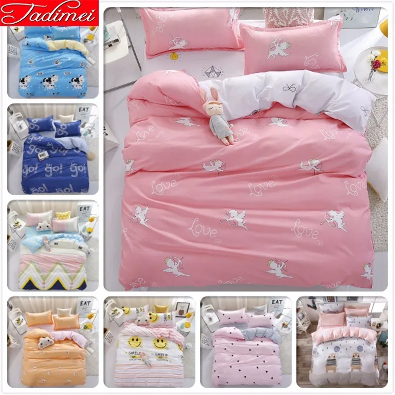 

Pink Duvet Cover 3/4 Pcs Bedding Set Adult Kid Lover Girl Soft Cotton Bed Linen Single Twin Full Queen King Size 150x200 180x220