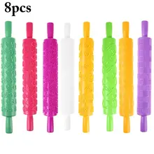 8 шт. пластиковый узор Скалка торт валик с тиснением Sugarcraft скалка для украшения DIY кухонные принадлежности для выпечки