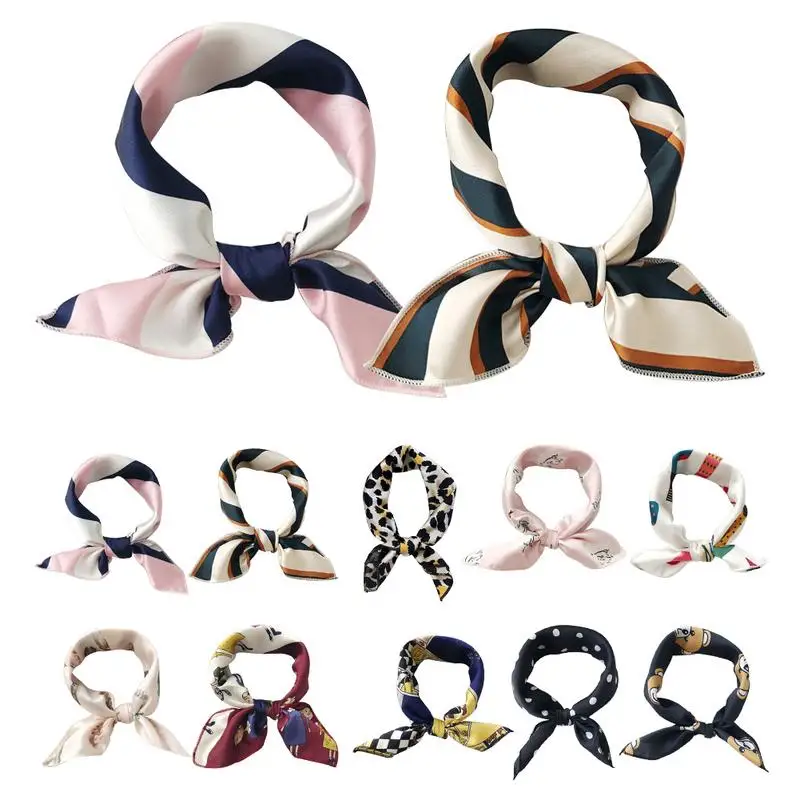 2019 Women Scarf New Elegant Small Square Silk Head Neck Feel Satin Scarf Skinny Retro Hair Tie Band Small Fashion Square Scarf