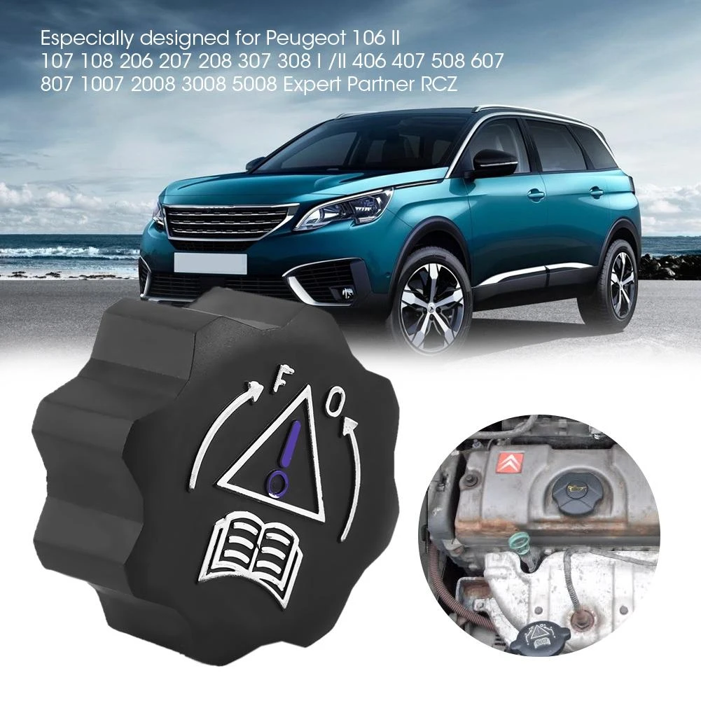 Black Car ABS Radiator Coolant Header Tank Cap for 106 II 107 108 206 207 208 Car Coolant Tank Cap Black Car ABS Radiator Coolant Header Tank Cap for 106 II 107 108 206 207 208 Car Coolant Tank Cap