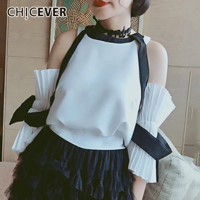 CHICEVER/Сексуальная женская рубашка с открытыми плечами блузки топ Blusa