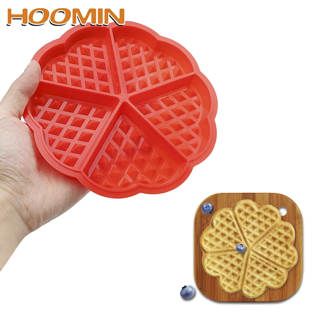 

HOOMIN Heart Shape Non-stick Silicone Waffle Mold Cake Mould Kitchen Bakeware for Oven High-temperature Baking