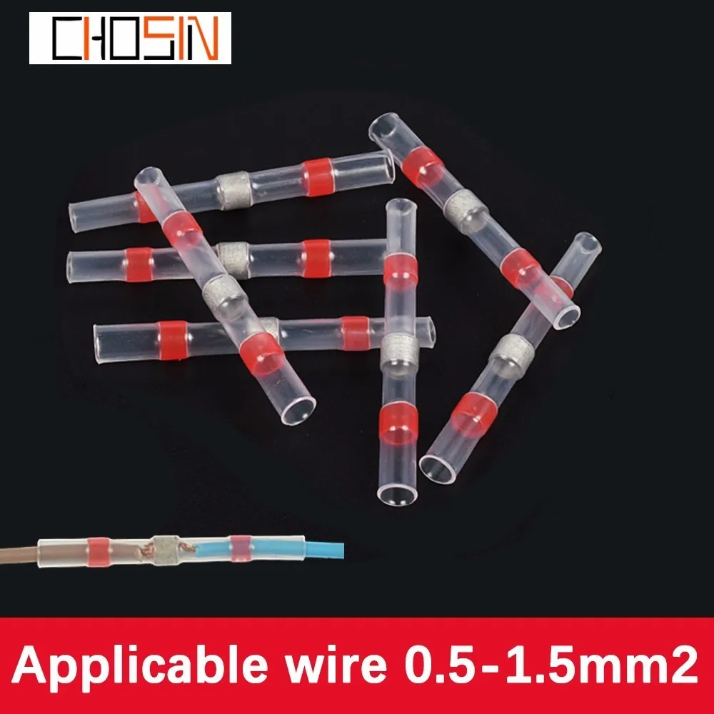 

50/100pcs 22-18AWG Insulated Wire Connectors Waterproof Heat Shrink Wire Splice Connector Tinned Copper Solder Seal Terminals