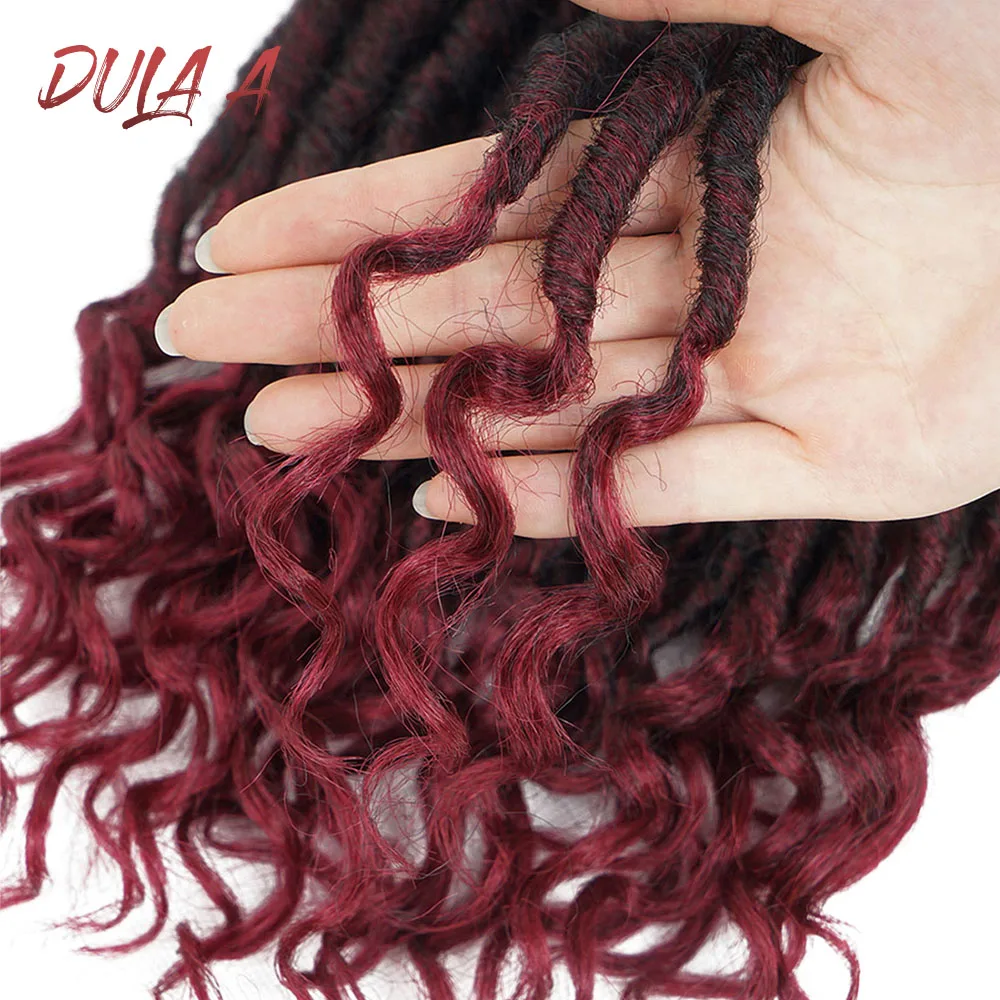 Dula Подушка синтетический богиня Faux locs Curly заканчивается 18 дюймов крючком дреды, косы пряди волос накладки косички более мягким