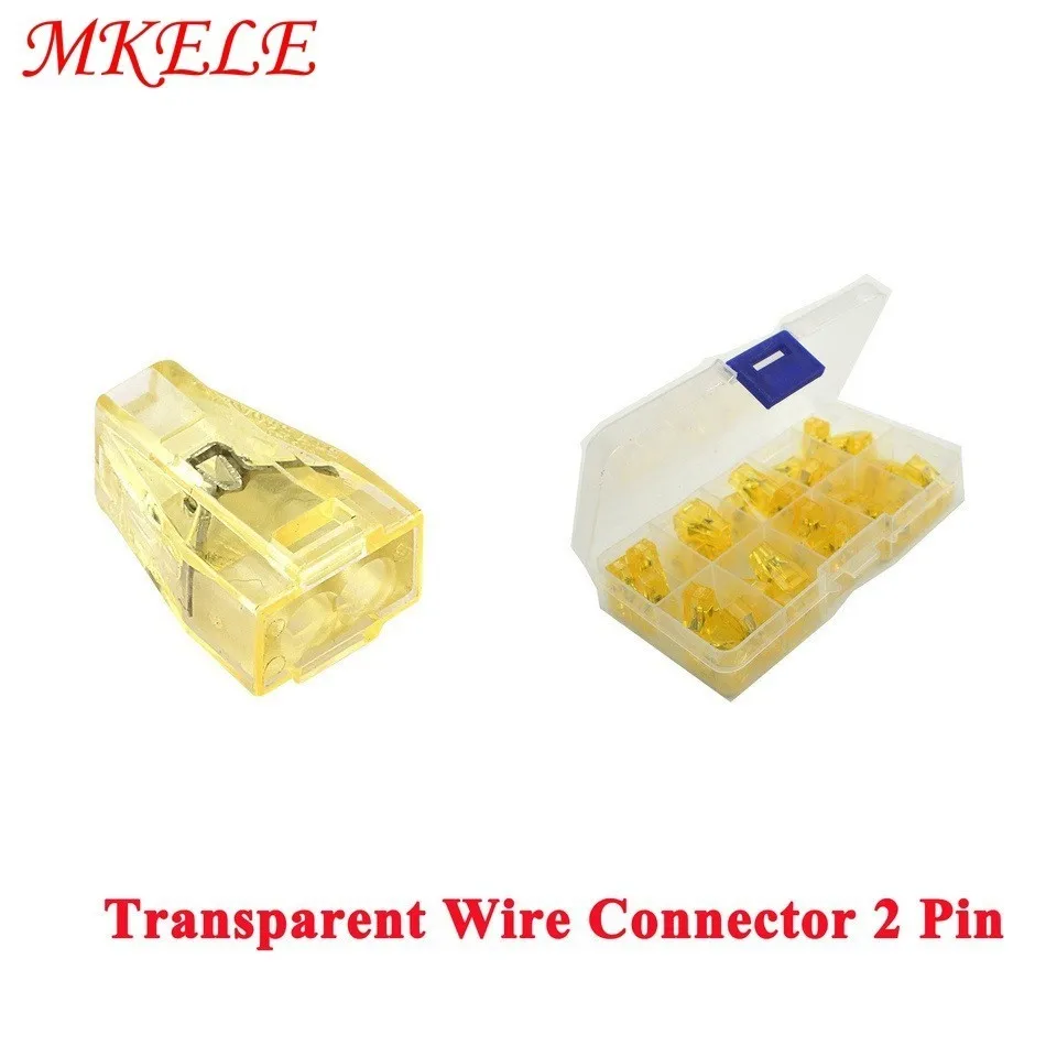 

30PCS 2 Pin Conductor Terminal Block with Lever transparent Push Wire Connector Universal Compact Quick Wiring Connectors