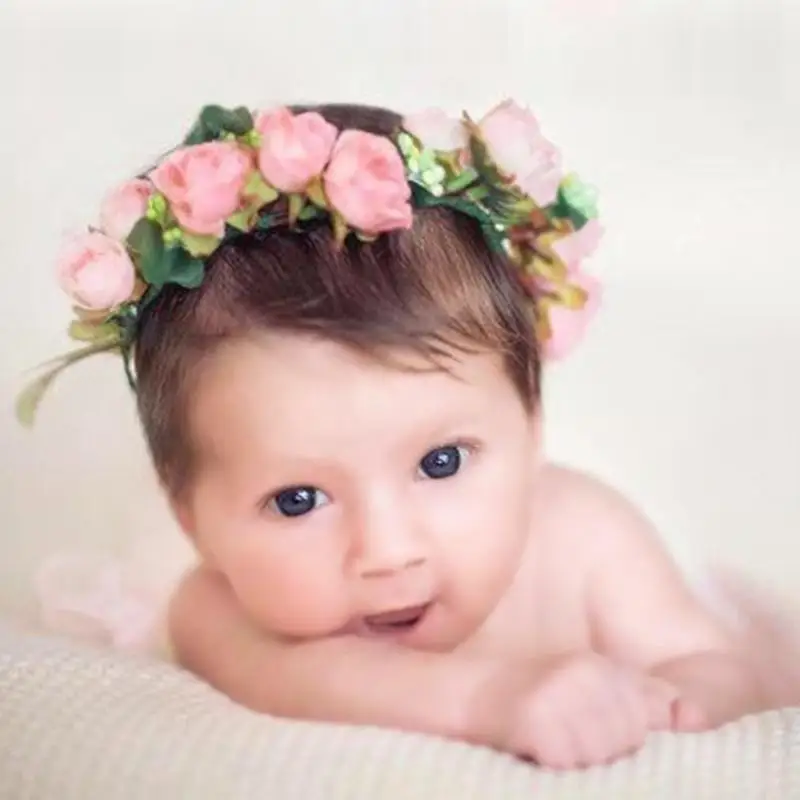 

Flower Headband Kids Elastic Hairband Valentine Wedding Festival Garlands