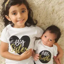 Big Sister Little Brother одинаковые комплекты боди для ребенка мальчика Футболка для девочки детский топ футболка комплект одежды