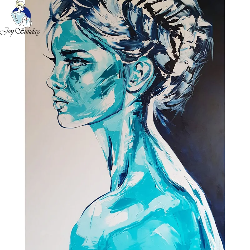 

Joy Sunday 5D DIY diamond painting cross stitch square inlaid blue woman embroidery beauty needle thread rhinestone painting