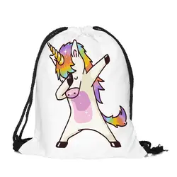 2019 Unicornio дети мальчики девочки персонаж сумки животный узор Единорог струнные спортивные сумки Школьные сумки на шнурке