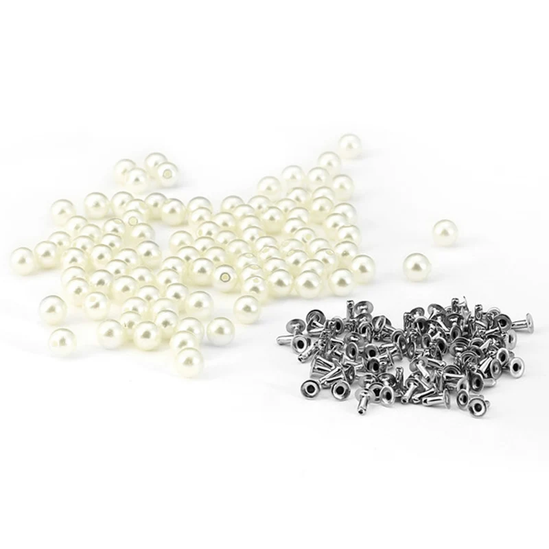 

Acrylic Decorations Bag Sewing Tools Pearls Rivets Leather 6mm DIY Shoes 100Set Iron Clothes