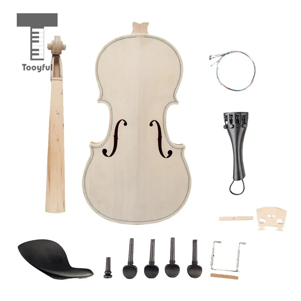 Tooyful 1/2 Violin Chin Rest Tailpiece Peg Endpin String Bridge DIY Violin Body Partin Violin