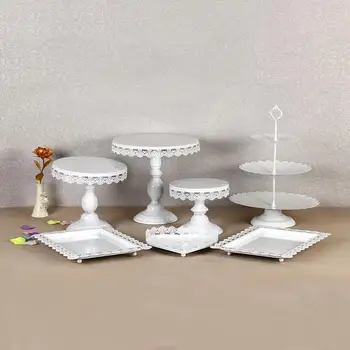 

7Pcs Crystal Gold Siliver Cake Stand Set Round Metal Crystal Cupcake Dessert Display Pedestal Wedding Party Display Decor Stand