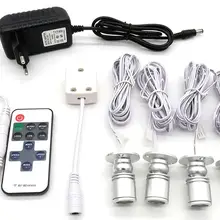 Светодиодный мини-прожектор Кабинета светодиодный управляемый прожектор лампа витрина вниз Контроллер освещения распределительная коробка DC 12 V 1,5 W теплый белый