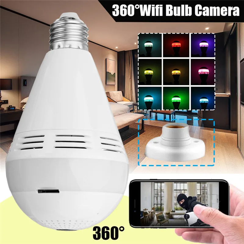 

AC110-220V E27 Night Camera Light Bulb 960P Wireless bluetooth WIFI 360 Panoramic IP Camera Music LED Bulb