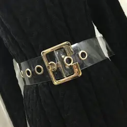 2019 модные золотистые металлические пряжки широкий пояс для женщин прозрачный цвет пояс для платья джинсы женский пояс с пряжкой BZ98