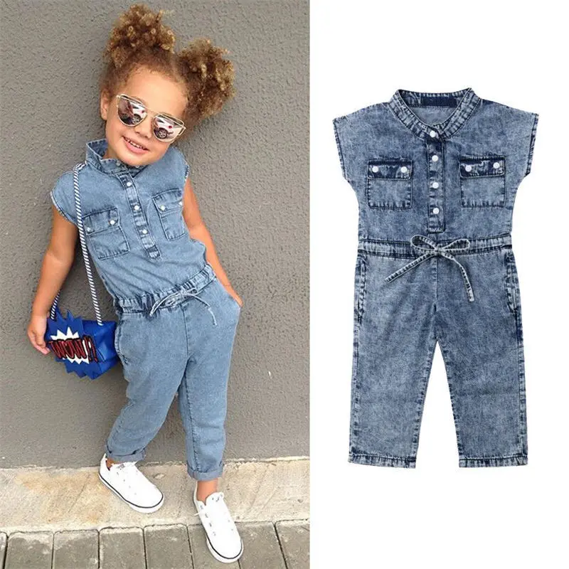Emmaaby/модные крутые джинсовые комбинезоны для малышей; Модная одежда для малышей; Детский комбинезон с карманами для девочек; Прямая поставка