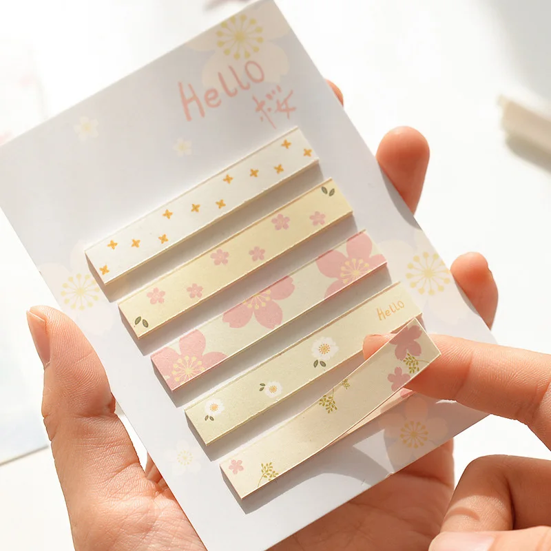 

100Sheets Creative Stripe Sticky Notes Cute Flower Memo Pads Gradient Planner Stickers Pads For Kids School Office Stationery