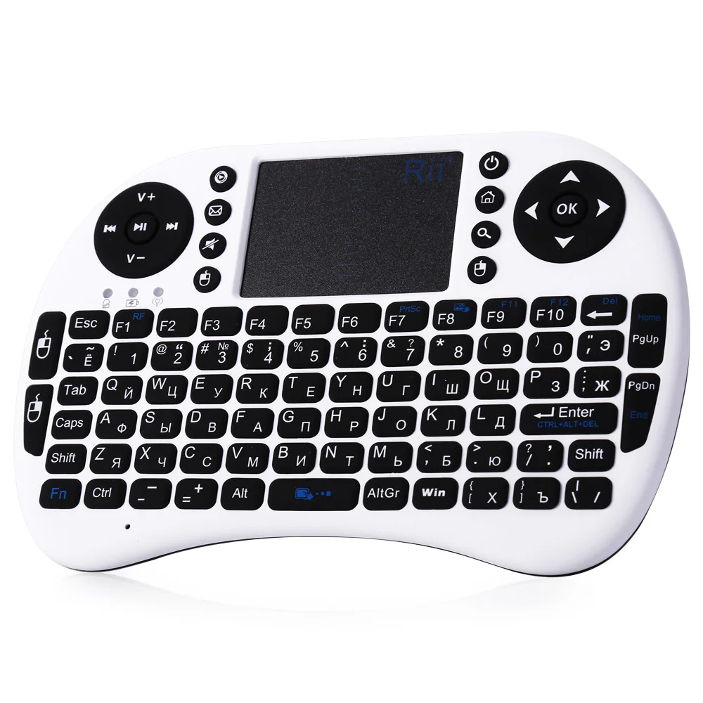 Rii Min I8 2 4 GHz Mini QWERTY беспроводная сенсорная клавиатура комбо 92 клавиши Русская для