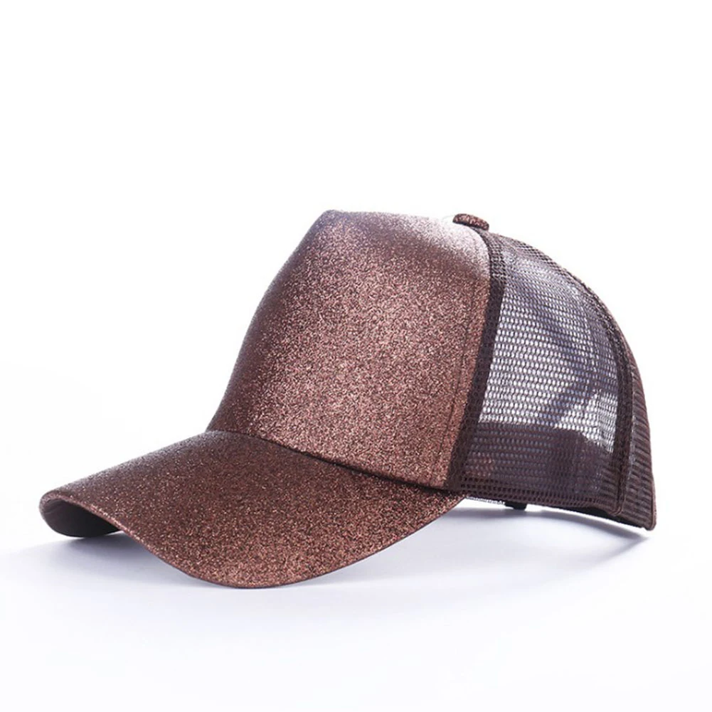 

Fashion Glitter Ponytail Baseball Net Caps Men Women's Simple Adjustable Messy Bun Snapback Hat Outdoor Sport Hip Hop Hat Gorras