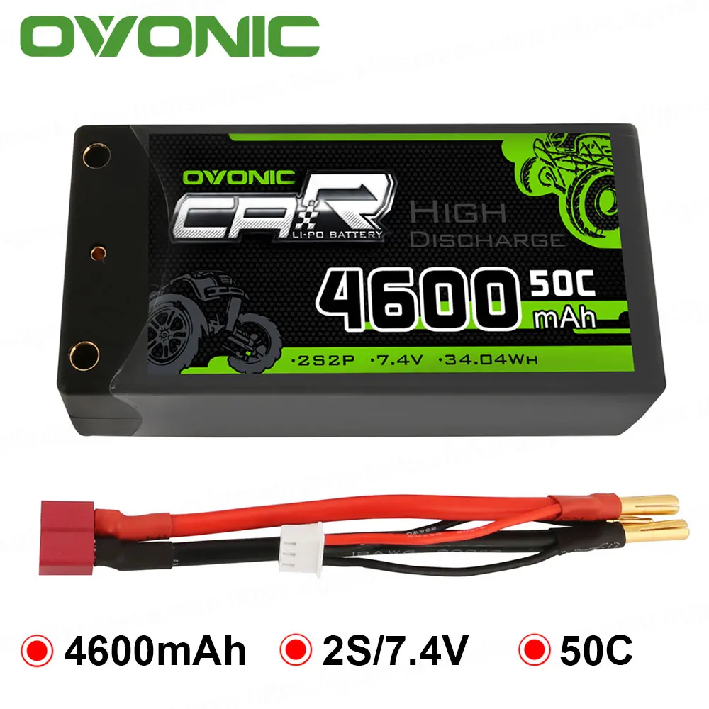 Ceny Ovonic 2S Shorty Lipo 7.4V 50C 2300mAh twarda bateria Lipo z 4mm Bullet Deans Ultra złącze wtykowe do RC 1 10 skala Vehicl