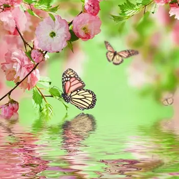 

Photo Custom! DIY Handmade Diamond Painting Set Butterflies on the Lake Pasted Cross Stitch for Home Decoration 30cmx30cm