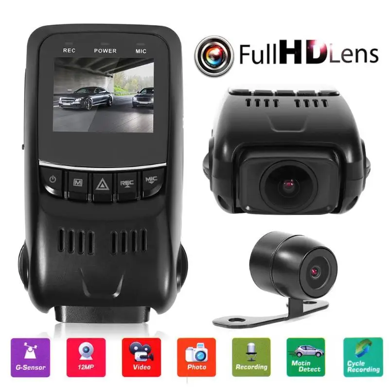 

VODOOL Mini 1080P Full HD Wireless WiFi Car DVR Camera 170 Degree Dual Lens Video Recorder Night Vision LDWS G-sensor Dash Cam
