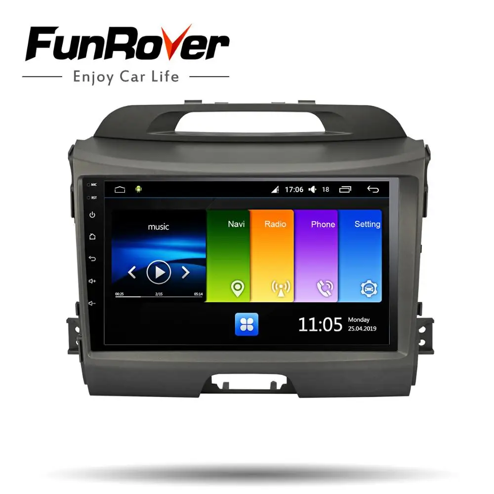 Perfect FUNROVER android 9.0 2 din car radio player for kia sportage 3 4 2010-2015 dvd gps navigation navi stereo multimedia DSP 2.5D BT 2
