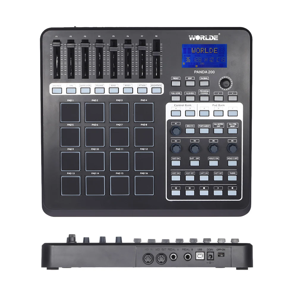 Worlde PANDA200 Портативный USB MIDI контроллер клавиатура Мини Pad 16 барабанные колодки с